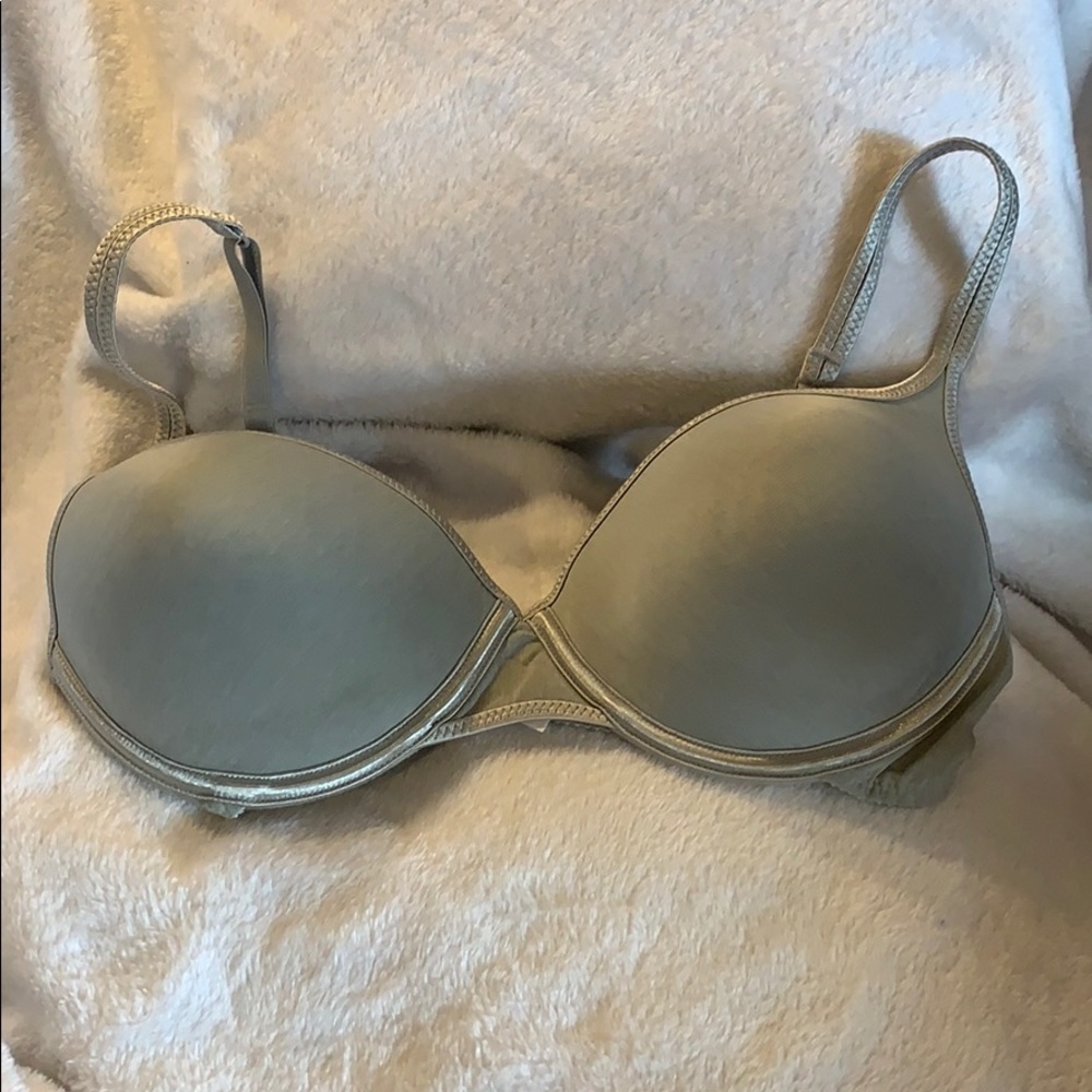 Vassarette Padded Underwire Shiny Silver Bra Sz38B